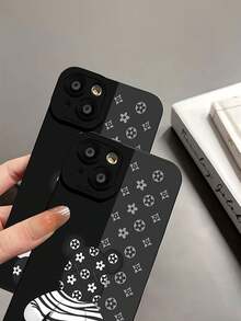 Tema floral  Companion en blanco y negrofunda de teléfono Fundas compatibles con ,Apple,VIVO,OPPO,,, y Honor.Fabricadas en silicona TPU,ofrecen protección contra golpes y caídas. - Negro - Ver 8