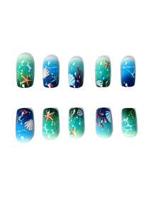 24 piezas Juego de uñas postizas con forma de almendra, adecuado para fiestas, citas, Navidad, Día de San Valentín, regalo para mujeres y niñas, incluye 1 lima de uñas y 1 gel de gelatina - Multicolor - Ver 3