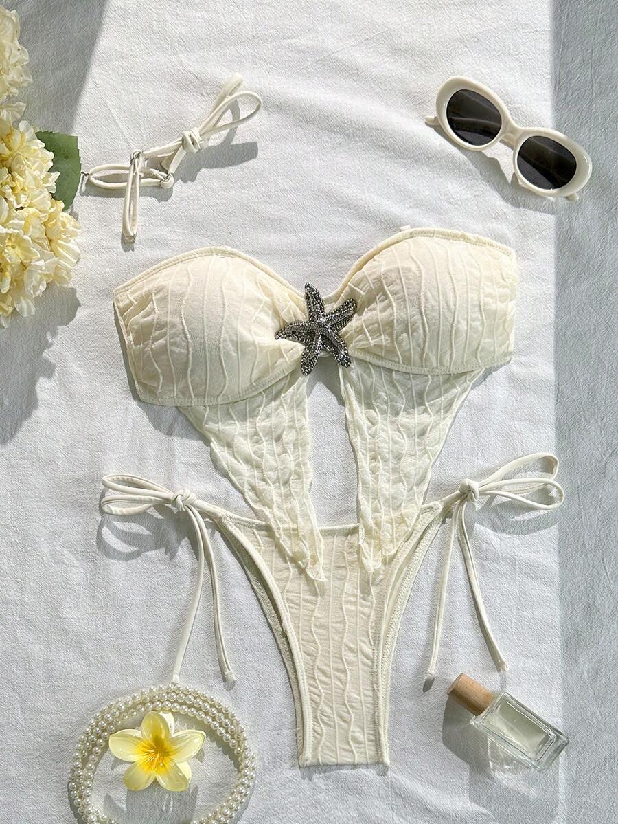Bikini Sexy para Mujer 2026, Estilo Playa y Vacaciones, Diseño Cut-Out con Detalle de Estrella de Mar - 421 Albaricoque - Ver 1