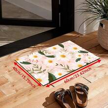 1pc Elegant Floral Pattern Printed Silica Gel Carpet, Easy To Clean, 3D Printed Rectangle, Suitable For Entryway, Living Room, Kitchen, Bedroom, Hallway, Bathroom, Laundry Room - Polyester Carpet, Suitable For Indoor And Outdoor Home Decor - Multicolor - View 15
