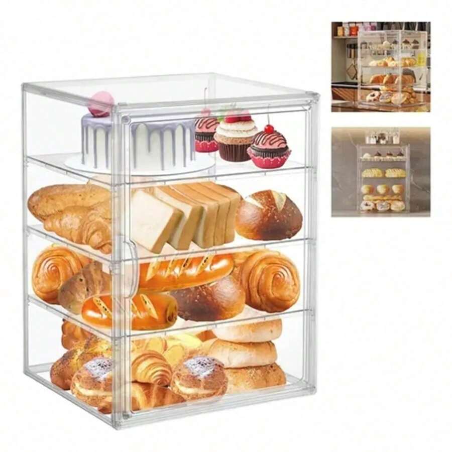 Transparent Plastic Bread Boxes, Large Acrylic Bread Box, Clear And Smooth - Transparent Color - View 1