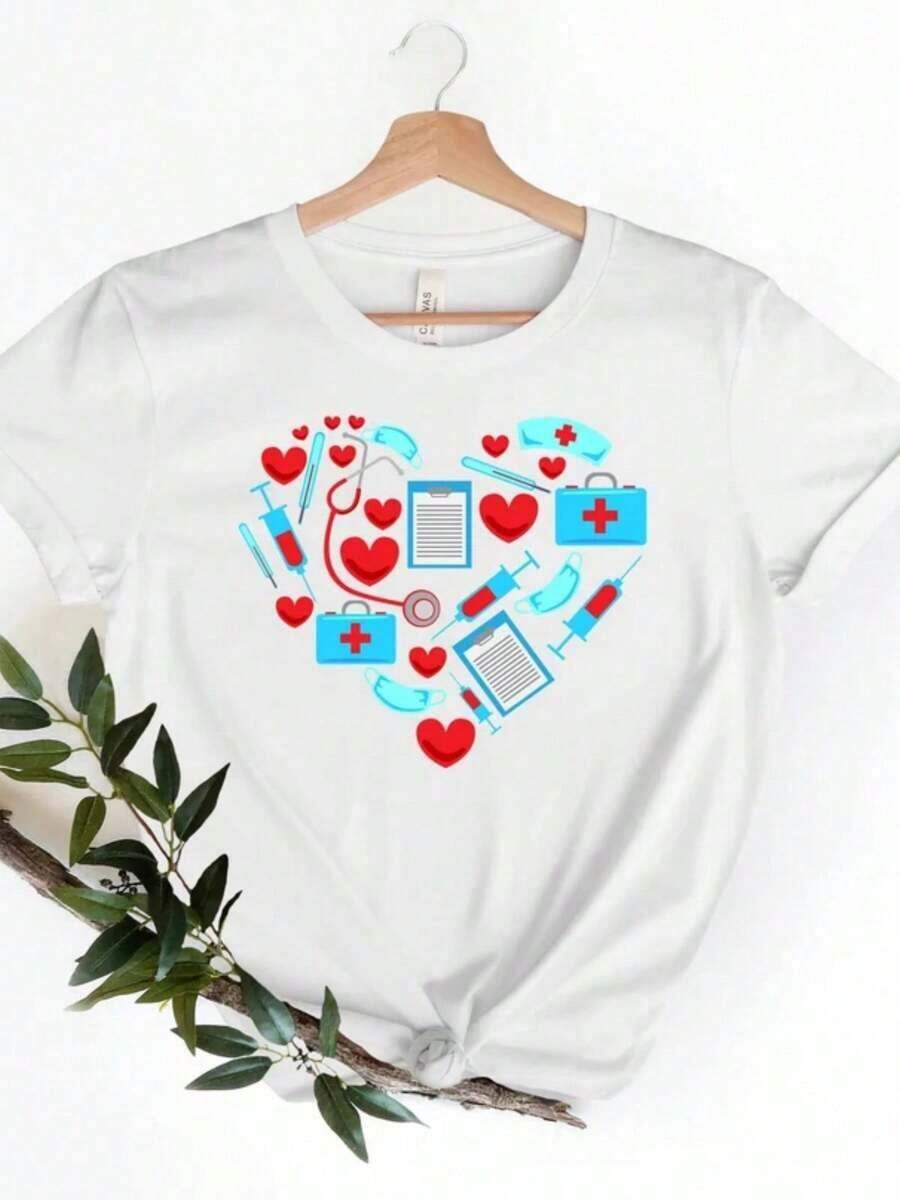 Camiseta de algodón% modelo 2026, tela de alta calidad y peso pesado, diseño de nicho moderno para el verano, camiseta básica sencilla y versátil para el día a día, efecto adelgazante, transpirable y cómoda, adecuada para todos, versátil con cuello redondo y manga corta. - Blanco - Ver 1
