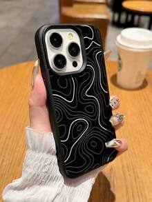 1个不对称白色线条波浪纹哑光TPU手机壳，防震保护套，兼容苹果17 Pro Max/16 Pro Max/15 Pro/14 Plus/13/12 Pro Max/11/XS Max和三星Galaxy S24 Ultra/S23 FE/S22/S21/S10/A54/A35/A14/A05S - 彩色 - 查看 2