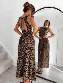 Vestido de verano con espalda abierta, tirantes y estampado de lunares sexy para mujeres - Multicolor - Ver 9
