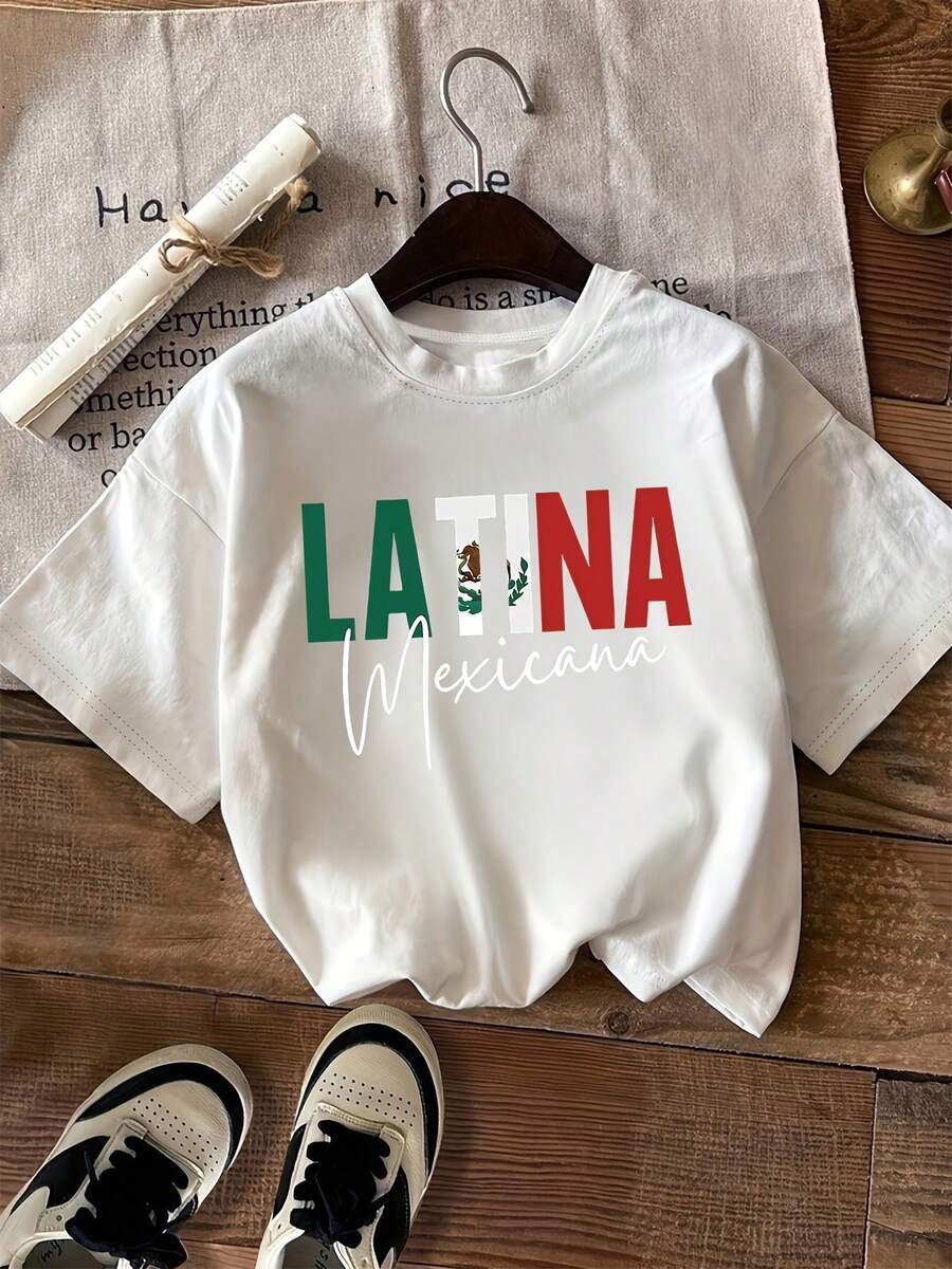 Women's T-Shirt, Casual Short-Sleeved Round-Neck Top With Latin American Mexican Graphic Print, Machine Washable, Suitable For Casual Wear, Versatile Clothing, Fashionable T-Shirt, Made Of Comfortable Material, For Style Enthusiasts - 白色 - 查看 1
