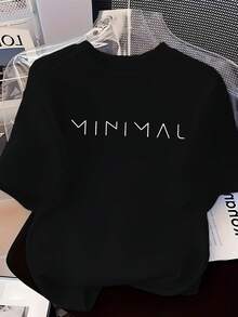 Women's Summer Short Sleeve T-Shirt, 100% Cotton; Letter Print; Loose Fit Casual Short Sleeve Top; Comfortable And Soft Loungewear; Suitable For Home Office, Outings, Work; Breathable Casual T-Shirt For All Seasons - 黑色 - 查看 4