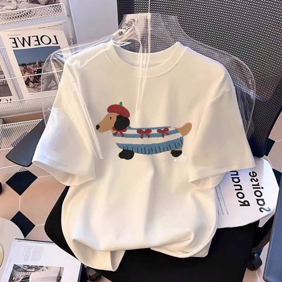 Women's Casual Printed T-Shirt, Short Sleeves, Round Neck, Spring/Summer Urban Fashion Unisex T-Shirt. GBWY - 686白色 - 查看 1