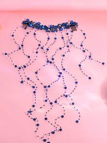 1 pieza Diadema elegante con borla de perlas, accesorio de boda para novia y dama de honor, adecuado para fiesta, fotografía y uso diario - Azul - Ver 7