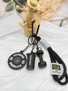 Unisex DIY Fitness Barbell Keychain Pendant, Creative Gym Bag Charm, Couples Keyring - Sporty Keychain - View 4