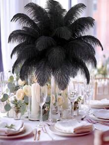 10pcs 15-35cm/6-14in Artificial Black Ostrich Feathers, Suitable For Crafts, Clothing Accessories, Feather Decoration, Centerpieces, DIY Projects, Christmas, Weddings, Masquerade Parties, Needlework And Handicrafts - 10 Ostrich Feathers, 15-35cm - View 7