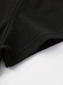 Women's Modern, Casual T-Shirt, Perfect For Parties And Lounging At Home, 100% Cotton, Loose Fit. Letter Print Crew Neck T-Shirt, Casual Short Sleeve Top For Spring & Summer, Women's Clothing - 黑色 - 查看 5
