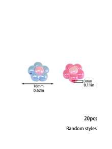 20pcs Random Style Acrylic UV Plated Dual-Color Five-Petal Plum Blossom Beads, DIY Phone Strap, Keychain, Bracelet Accessories - Multicolor - View 6
