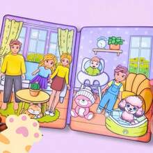 Family & Kids Educational Quiet Book Sticker Set, DIY Craft Materials For Children's Quiet Book, Stress Relief & Cognitive Development, Interactive Handmade Game - 彩色 - 查看 1