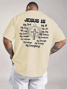 Men's Classic Graphic T-Shirt, Jesus Cross, Faith, Everyday Wear, 100% Cotton, Unisex, Gift Idea For Him Or Her, Religious Clothing, Spiritual Clothing, Christian T-Shirt, Comfortable Design, Casual Style, Summer T-Shirt - 白色 - 查看 3