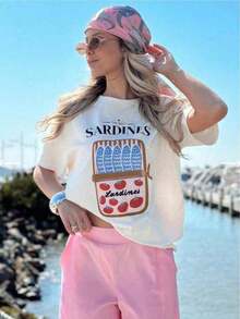 Camiseta de Hombros Caídos, Estilo Casual, Versátil y a la Moda para Viajes y Vacaciones de Verano 2026, Ropa de Verano para Mujer, Ropa de Playa para Mujer, Ropa para Conciertos Country, Ropa de Concierto para Mujer, Estilo Casual de Negocios, Estilo Urbano Vintage Unisex, Camiseta Holgada de Algodón de Manga Corta con Cuello Redondo 100% algodón - Blanco - Ver 1