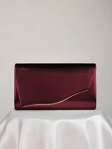 REMANLAND Luxury PU Solid Color New Women's Clutch Bag, Fashionable Flap Party Evening Bag, Perfect Wallet Design With Hidden Card Slots And Detachable Metal Chain Strap, Suitable For Party, Banquet, Gathering, Wedding And Other Occasions - Burgundy - View 8