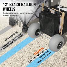 Beach Dolly With Big Wheels For Sand, 29.9 X 15.4 Cargo Deck, W/ 12 Balloon Wheels, 165LBS Loading Capacity Folding Sand Cart 27 To 44.7 Adjustable Height, Heavy Duty Cart For Beach - Balloon Wheel - View 4