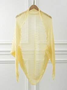 1pc Lightweight Crinkle Chiffon Lace Trim Shawl Scarf For Sun Protection - Multicolor - View 15