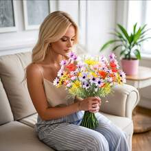 45pcs Mixed Color Mini Daisy Artificial Flowers, Suitable For Home Decor, Office, Room, Living Room, Party, Garden, Porch, Railing, Yard, Photography, Birthday Gift - Perfect For Mother's Day, Easter, St. Patrick's Day, Wedding Season Outdoor Floral Decoration In Spring And Summer - Multicolor - View 5