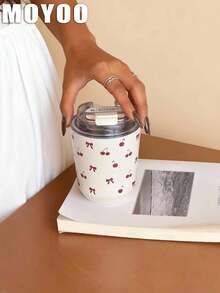 1pc 280ml-380ml Cherry Tulip Themed Double-Wall Stainless Steel Insulated Tumbler, Cup, Water Bottle, Mug, Travel Mug, Coffee Cup, Car Cup, Hot & Cold Use, Suitable For Gym, Office, Kitchen, Home, Outdoor, Restaurant, School, Travel, Holiday Gift, Graduation, Back To School, Valentine's Day, Anniversary, Mother's Day - Multicolor - View 14