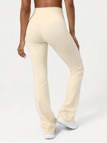 2026 Sodalemon Women's Black Slim Fit Flared Yoga Sweatpants For Spring - 杏 - 查看 6