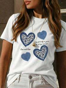 Women's Short-Sleeved T-Shirt With A Round Neck, Loose-Fitting, Casual, And Versatile. Featuring A Modern, Elegant, And Sophisticated Print Of Simple Letters, Ideal As A Wardrobe Staple; Made From Soft Fabric With A Great Drape - Unisex Short-Sleeved T-Shirt With A Round Neck, Made Of Loose-Fitting Cotton In An Urban Vintage Style. - 白色 4 - 查看 3