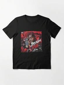 Camiseta Unisex MO3 con Estampado de Corazón Roto - Camiseta de Estilo Urbano Hip-Hop de Corte Holgado con Estampado del Logo de Corazón Roto, Tejido Transpirable Adecuado para Fitness, Fiestas, Regalos de Navidad (Unisex) - Moda Urbana Casual para Uso Durante Todo el Año, Camiseta Casual para Mujer, Adecuada para Uso Diario en Casa, Trabajo y Fiestas. - Negro - Ver 1