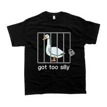 [100% Algodón] Sudadera Silly Goose Got Too Silly, Camiseta Unisex, Regalo para Él, Regalo para Ella, Camiseta para Hombre, Camiseta para Mujer, Camiseta de Golf para Hombre y Mujer. - Negro - Ver 2