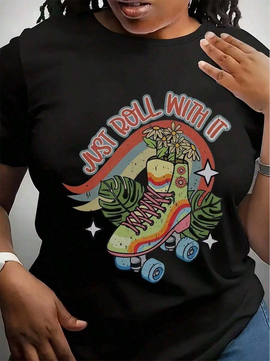 Roller Skating T-Shirt, Skating T-Shirt, Skating Club, Roller Derby, Roller Skating Birthday Party, Vintage Roller Derby T-Shirt - 黑色 - 查看 1