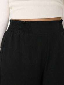 Pantalones casuales nuevos para otoño/invierno 2025, adecuados para salidas, uso diario casual, fiestas, ir al trabajo, volver al colegio, citas, hogar, fiestas de cumpleaños y múltiples ocasiones.Corte relajado, cintura elástica, pierna ancha, - Negro - Ver 5