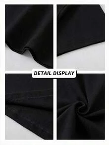 Camiseta de manga corta con cuello redondo suave y casual de verano para mujer, tops para salir, vintage, Gen Z, tops, curvas, ropa Y2K, algodón, Italia, Grecia, tops de mujer, tops bonitos, camisetas gráficas, conjuntos de primavera, estilo callejero americano, casual deportivo, estilo unisex, estilo casual urbano, casual, jersey, camisetas holgadas, ropa de calle retro, estilo de los 90, estilo de los 2000, subcultura, estilo europeo, tops negros, tops blancos, conjuntos de fiesta de los 90. - Negro - Ver 6