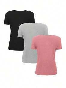 Camiseta de cuello redondo casual de mujer con bordado de animal caballo - Multicolor 4 - Ver 2