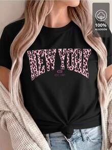 Playera NEW YORK ANIMAL PRINT PINK 100% Algodón - Negro - Ver 6