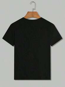 Women's Casual T-Shirt With Cartoon Bear Print, Round Neck And Short Sleeve - 黑色 2 - 查看 2