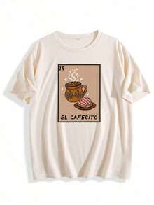 1 pieza Camiseta Gráfica de Mujer 19 EL CAFECITO con Diseño de Pastel de Café - Camiseta Casual de Manga Corta con Cuello Redondo Suave para Uso Diario con Diseño de Café Español Impreso, Camiseta Unisex de Nuevo Estilo para Uso Diario Casual, Ropa Básica para las 4 Estaciones, Bestseller para el Día de San Valentín, Camisetas para Mujeres de Oficina, 180g Algodón 100%. - Blanco - Ver 11