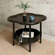 1 Mesa de Trébol de cuatro hojas, estante de almacenamiento portátil de capa, mesita de noche de plástico, Sala de estar conveniente y robusta, dormitorio, almacenamiento de oficina - se puede instalar debajo de la encimera, adecuado para varios tipos de habitaciones, diseño de zonificación, sin tubos metálicos, adecuado para espacios de menos de 27,0 pulgadas, perfecto para la decoración de Navidad y Halloween Con camping al aire libre - Negro - Ver 5