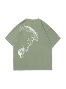 Zrgoth Men's Short Sleeve T-Shirt With Minimalist Dark Portrait Graphic Print, Casual And Versatile Design By K-GLORY JAVN - Mint Green - View 3