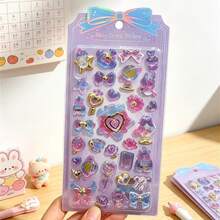 Beautiful 3D Gem Embossed Stickers, Crystal Magic Wands, Hearts, Bows, Flying Birds, Magical Girl Stickers, Lovely Animal 3D Jelly Stickers, Transparent Decorative Decals For Phone Cases. - Multicolor - View 10