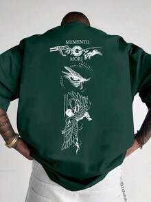 Men's Fashionable Loose-Fit Printed Short-Sleeve T-Shirt | Exquisite Design | Summer Essential | Easy To Match, Showcasing Your Style. - 墨綠色 - 查看 7