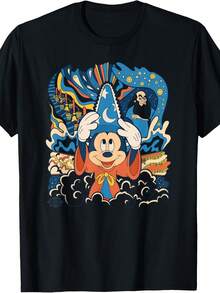 Camiseta F1antasia Mouse Sorcerers Apprentice R. Camiseta unisex de algodón puro de 220 g. Peso ideal para todas las estaciones, apta tanto para hombres como para mujeres. Tejido duradero de alta calidad, suave al tacto y de larga duración. Prenda transpirable, ideal para el otoño y las vacaciones. - Negro - Ver 1
