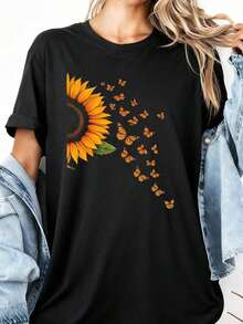 Sudadera Casual de Cuello Redondo para Mujer con Diseño Vibrante S-1 de Algodón Puro - Negro - Ver 3