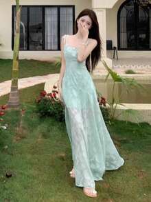 Women Maxi Dresses - Green - View 1