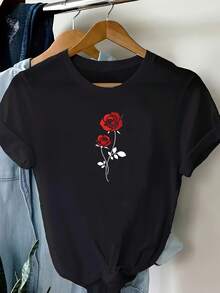 Camiseta casual creativa para mujer - Negro - Ver 6