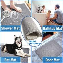 Alfombrillas de ducha antideslizantes, 16.0 x 35.6 pulgadas de largo, alfombrilla de bañera antideslizante para bañera, alfombrillas de ducha para duchas antideslizantes para personas mayores, alfombrilla de ducha antideslizante de lufa, alfombrilla de ducha para interior de ducha, color gris - Gris - Ver 7