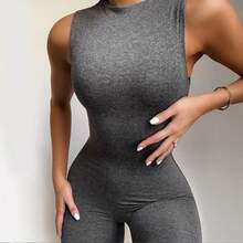 Mono tipo lápiz para mujer, nueva temporada completa, mono deportivo informal para Fitness, ropa deportiva ajustada sin mangas, mono todo en uno - BLANCO - Ver 4
