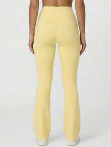 2026 Sodalemon Women's Black Slim Fit Flared Yoga Sweatpants For Spring - 黃色 - 查看 4