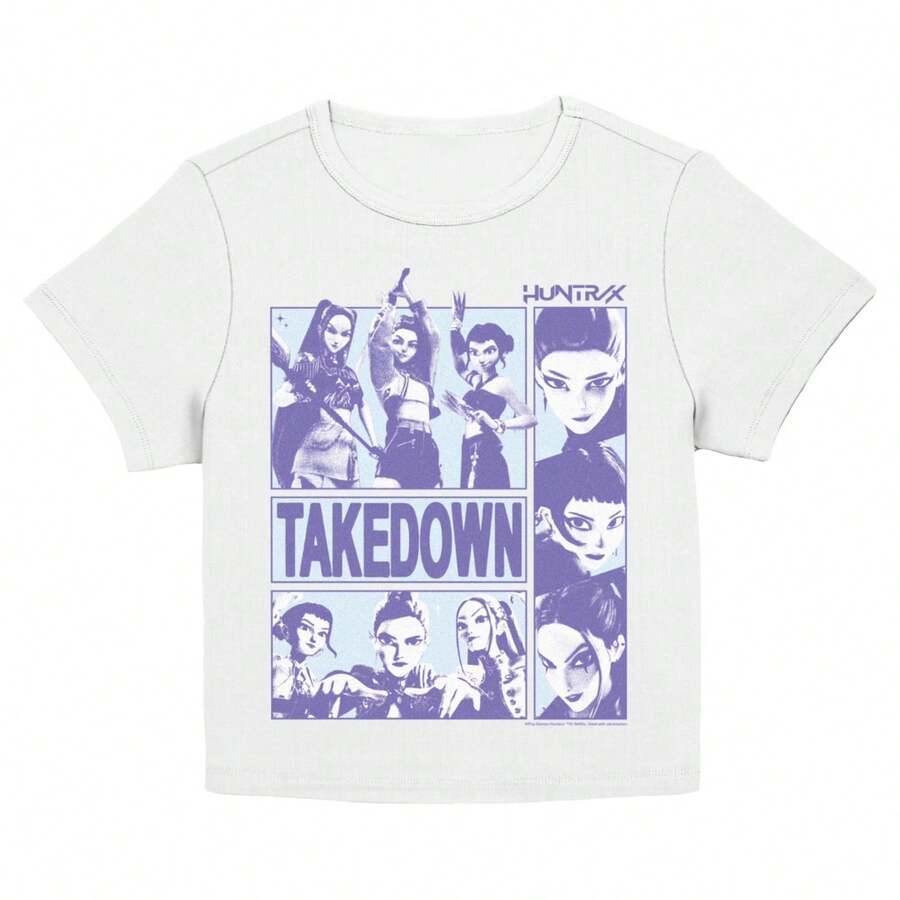 Juniors K1pop Takedown H1untrix Trio 220G T-Shirt. Essential Unisex Cotton T-Shirt, 220g Of Unique Softness. Designed To Fit Everyone, Men And Women Alike. Durable, High-Quality Fabric, Ready For Any Cut, Delicate To The Touch But Built To Withstand. Lightweight Tops For Women, Perfect For Autumn Outfits, Vacation Wear, And New Year's Costumes. - 白色 - 查看 1