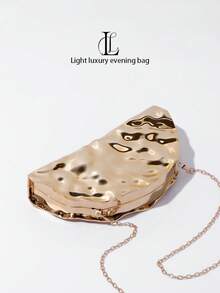 Bolso de mano de estilo retro con diseño en forma de abanico para mujer, cartera de embrague de metal adecuada para ocasiones formales, fiestas, bailes, cócteles, bolso de hombro único diseñado específicamente para mujeres - Dorado - Ver 5