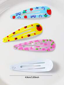 30pcs/Set Colorful Cartoon Candy Printed Water Drop Hair Clips, Enamel Hairpins For Girls, Daily Use - Multicolor - View 8
