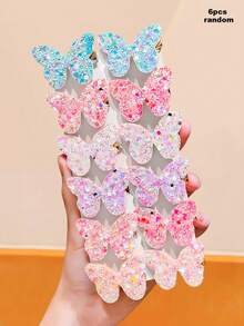 12/6pcs/Set Iridescent Glitter Butterfly Hair Clips, Iridescent Glitter Material, Gradient Multi-Color Design, Non-Damaging Alligator Clip - Suitable For Girls And Women, Meeting Daily, School, Birthday Party, Festival Performance, Travel Photo Shoot And Other Scenarios,Hair Claws,Bobby Pin - Multicolor - View 10